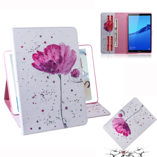 

Purple Orchids Pattern Horizontal Flip Leather Case for Huawei MediaPad M5 Lite 8 / Honor Tab 5, with Holder & Card Slot & Wallet