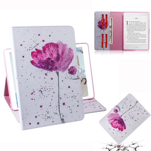 

Purple Orchids Pattern Horizontal Flip Leather Case for Amazon Kindle Paperwhite 4 (2018) / 3 / 2 / 1, with Holder & Card Slot & Wallet