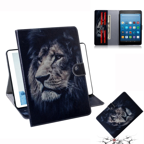 

Lion Pattern Horizontal Flip Leather Case for Amazon Kindle Fire HD 8 2015/2016/2017/2018, with Holder & Card Slot & Wallet