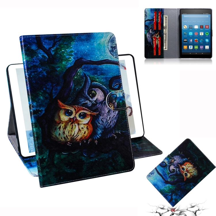 

Oil Owl Pattern Horizontal Flip Leather Case for Amazon Kindle Fire HD 8 2015/2016/2017/2018, with Holder & Card Slot & Wallet