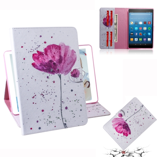 

Purple Orchids Pattern Horizontal Flip Leather Case for Amazon Kindle Fire HD 8 2015/2016/2017/2018, with Holder & Card Slot & Wallet