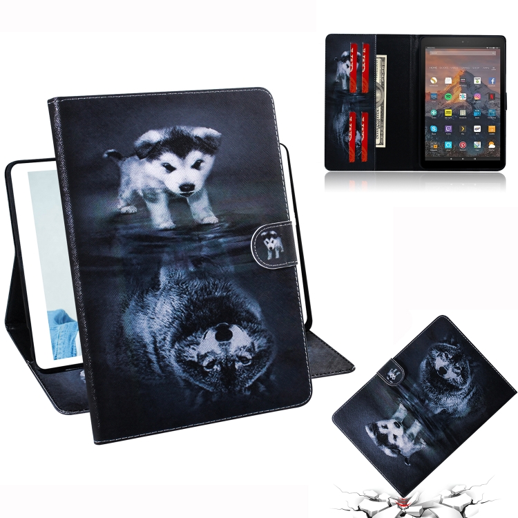 

Wolf and Dog Pattern Horizontal Flip Leather Case for Amazon Kindle Fire HD 10 2015/2017, with Holder & Card Slot & Wallet