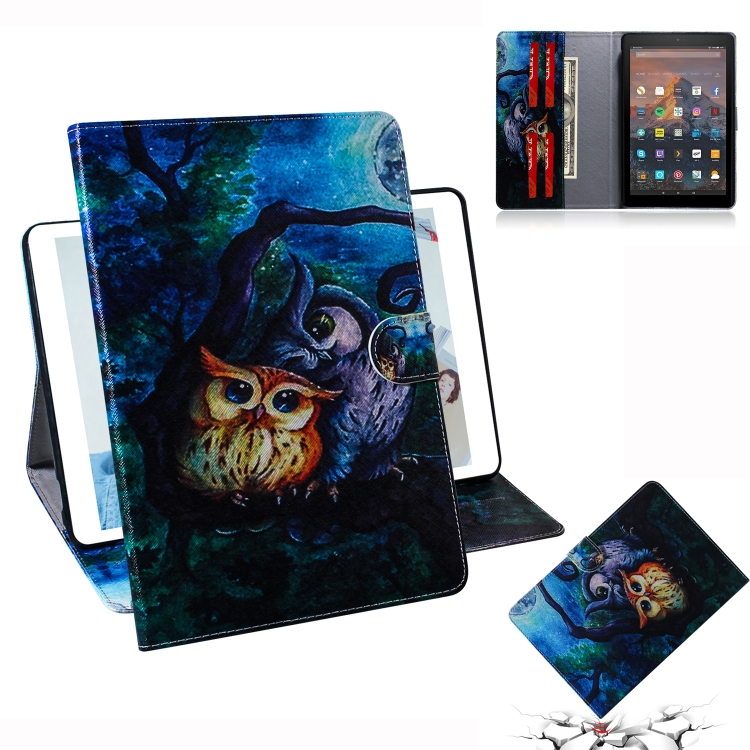 

Oil Owl Pattern Horizontal Flip Leather Case for Amazon Kindle Fire HD 10 2015/2017, with Holder & Card Slot & Wallet