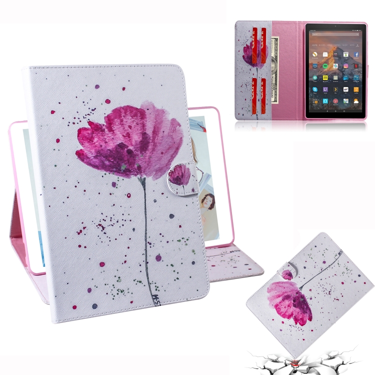 

Purple Orchids Pattern Horizontal Flip Leather Case for Amazon Kindle Fire HD 10 2015/2017, with Holder & Card Slot & Wallet