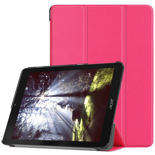 

Custer Texture Horizontal Flip PU Leather Case for Acer Chromebook Tab 10, with Three-folding Holder (Magenta)