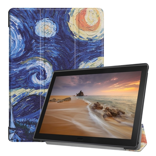 

Starry Sky Pattern Horizontal Flip PU Leather Case for Lenovo Tab E10 X104, with Three-folding Holder