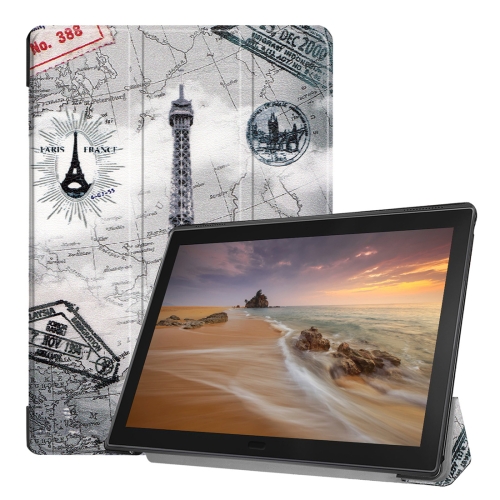 

Retro Tower Pattern Horizontal Flip PU Leather Case for Lenovo Tab E10 X104, with Three-folding Holder