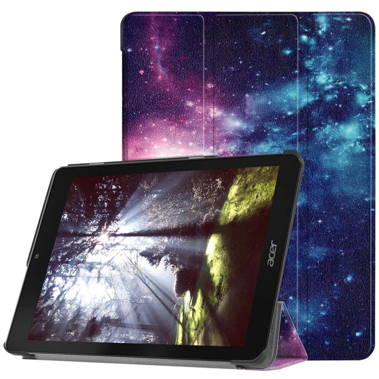 

Galaxy Pattern Horizontal Flip PU Leather Case for Acer Chromebook Tab 10, with Three-folding Holder