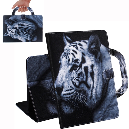 

White Tiger Pattern Horizontal Flip Leather Case for Huawei MediaPad T5, with Holder & Card Slot & Wallet