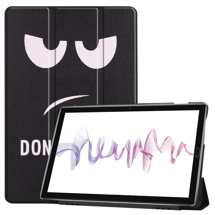 

Cowhide Texture Big Eyes Pattern Colored Drawing Horizontal Flip Leather Case for Huawei Mediapad M6 10.8, with Holder
