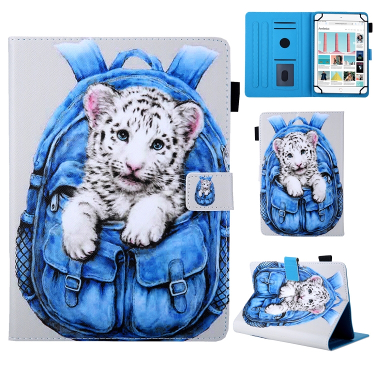 

Universal School Bag Series White Tiger Pattern Horizontal Flip Leather Case for 7 inch Tablet PC, with Holder & Card Slot & Wallet