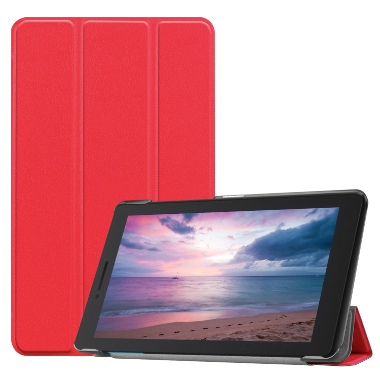 

Custer Texture Horizontal Deformation Flip Leather Case for Lenovo Tab E8 TB-8304F, with Three-folding Holder (Red)