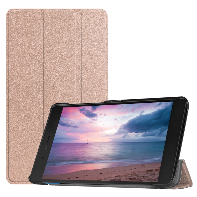 

Custer Texture Horizontal Deformation Flip Leather Case for Lenovo Tab E8 TB-8304F, with Three-folding Holder (Rose Gold)