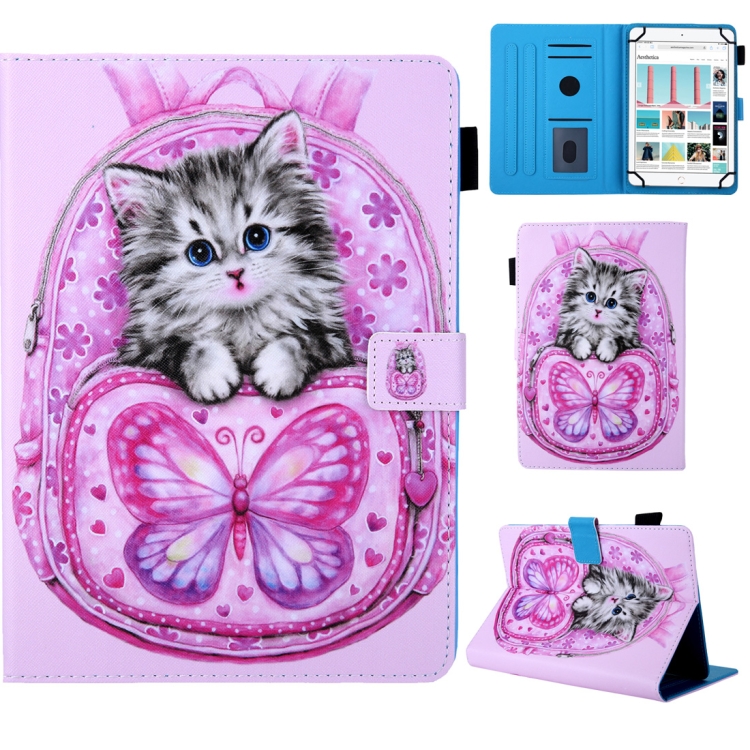 

Universal School Bag Series Butterfly Cat Pattern Horizontal Flip Leather Case for 10 inch Tablet PC, with Holder & Card Slot & Wallet