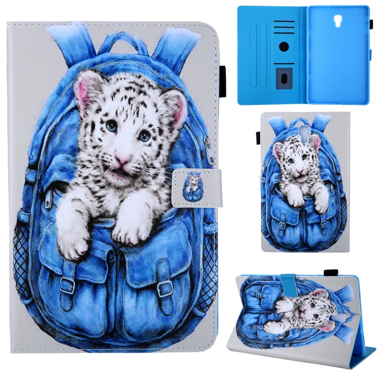 

School Bag Series White Tiger Pattern Horizontal Flip Leather Case for Galaxy Tab A 10.5 T590, with Holder & Card Slot & Sleep / Wake-up Function
