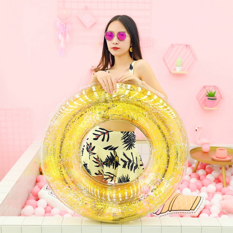 

All-transparent Sequined Swimming Ring,Diameter: 90cm (Gold)