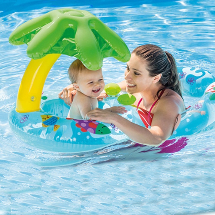 

Water Fun Children Sunshade Leaf Umbrella Pattern Swimming Circle Yacht, Size: 100*70cm