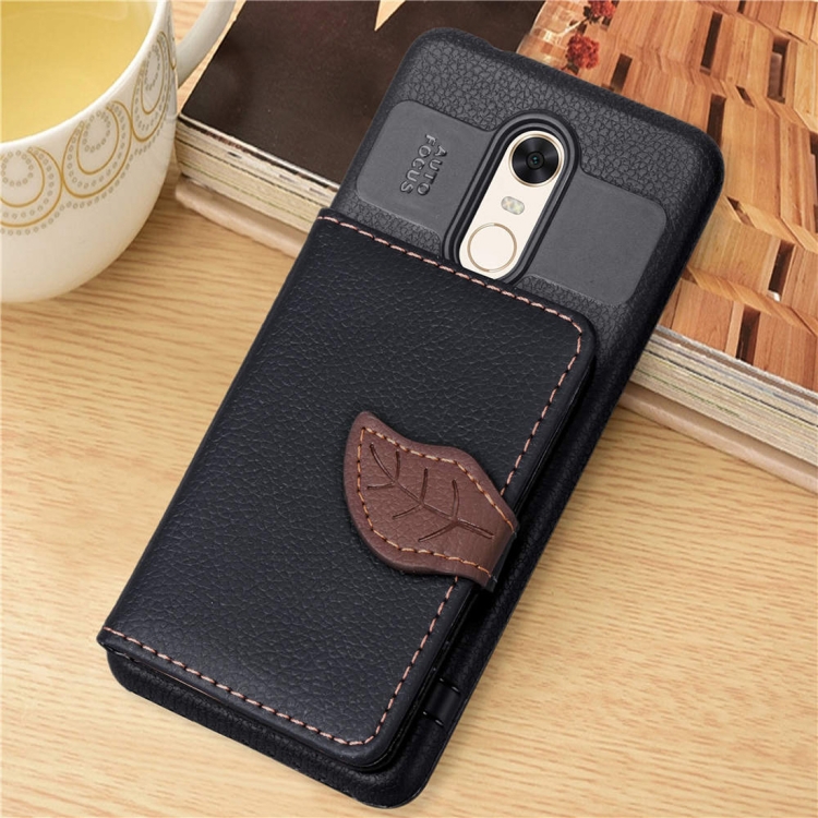 

Leaf Style Magnetic Leather Case for Xiaomi Redmi 5 Plus, with Holder & Card Slots & Wallet & Photo Frame (Black)