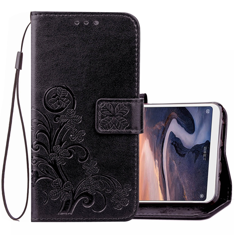 

Lucky Clover Pressed Flowers Pattern Leather Case for Xiaomi Mi Max 3, with Holder & Card Slots & Wallet & Hand Strap(Black)