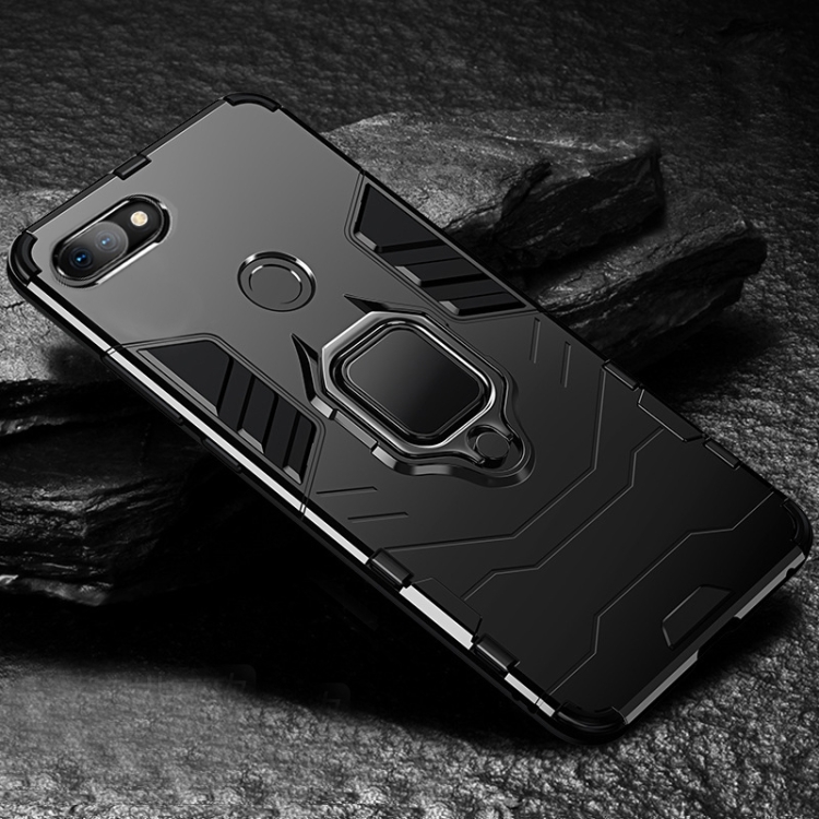 

PC + TPU Shockproof Protective Case with Magnetic Ring Holder for Xiaomi Mi 8 Lite (Black)