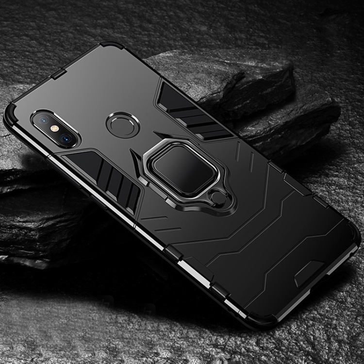 

PC + TPU Shockproof Protective Case with Magnetic Ring Holder for Xiaomi Redmi Note 6 Pro (Black)