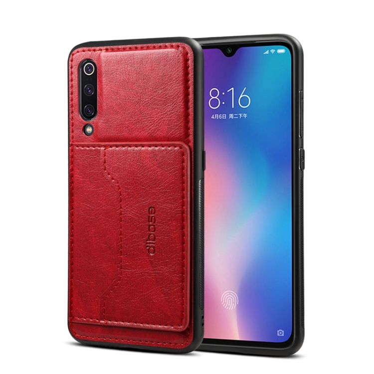 

Dibase Crazy Horse Texture PU Leather Case for Xiaomi Mi 9, with Holder & Card Slot (Red)