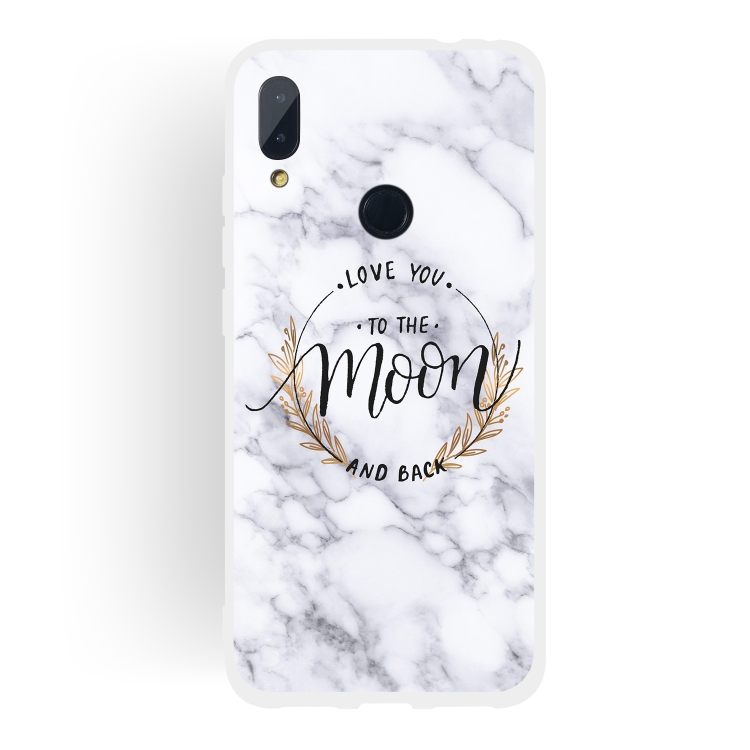 

Moon Text Semi-transparent TPU Marble Phone Case for Xiaomi Redmi Note 7