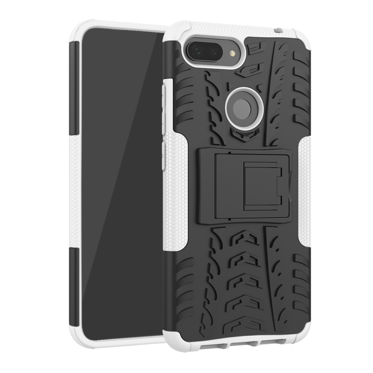 

Shockproof PC + TPU Tire Pattern Case for Xiaomi Mi 8 Lite, with Holder(White)