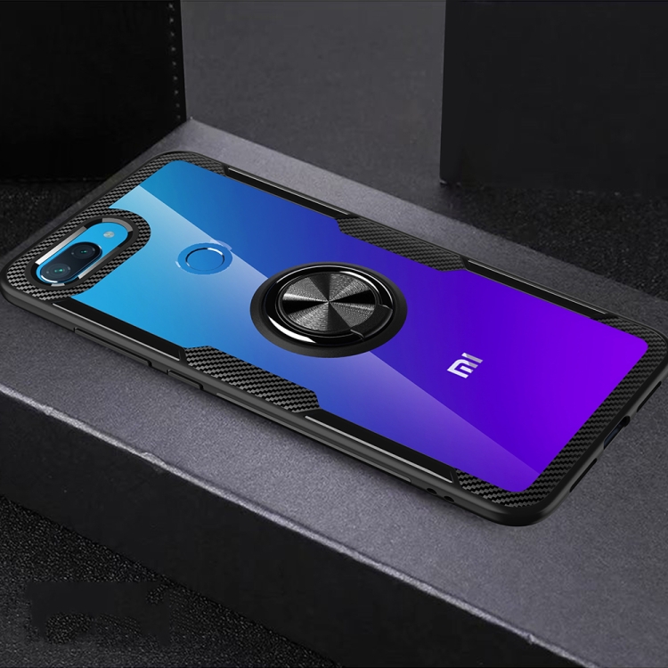 

Scratchproof TPU + Acrylic Ring Bracket Protective Case for Xiaomi Mi 8 Lite(Black)