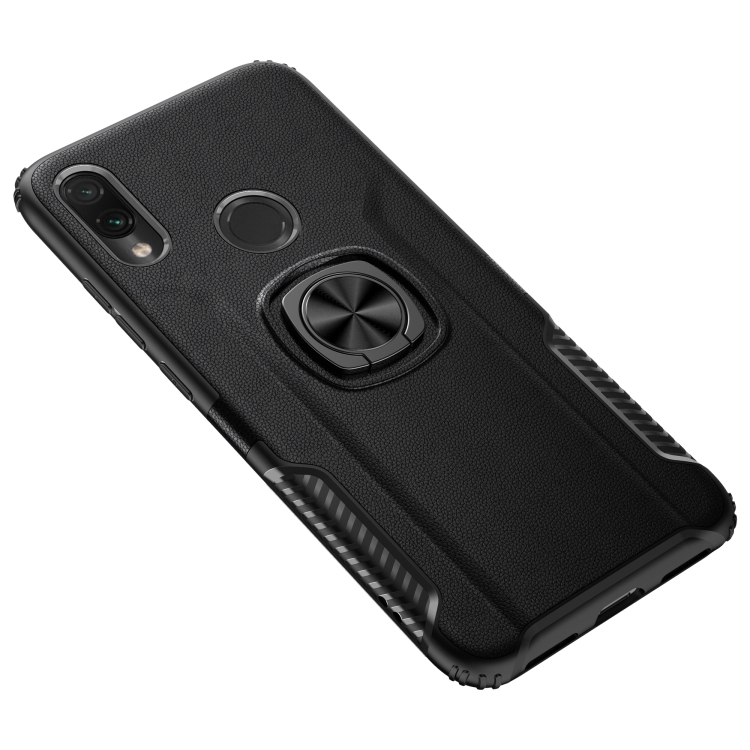 

Shockproof Car Magnetic Case with 360 Degree Gold Armor Ring for Xiaomi Redmi Note7 (Black)