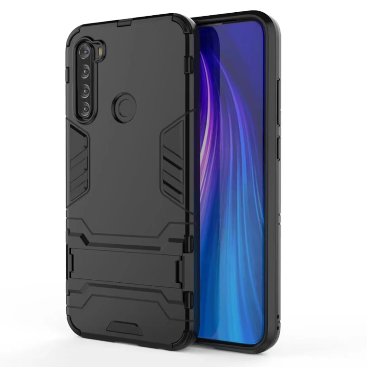 

For Xiaomi Redmi Note 8T Shockproof PC + TPU Case with Holder (Black)
