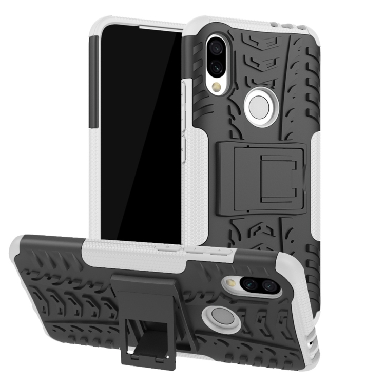 

Tire Texture TPU+PC Shockproof Protective Case for Xiaomi Redmi 7, with Holder (White)