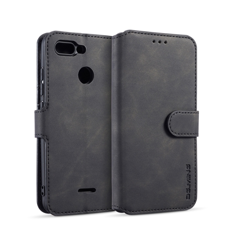 

DG.MING Retro Oil Side Horizontal Flip Case for Xiaomi Redmi 6, with Holder & Card Slots & Wallet (Black)