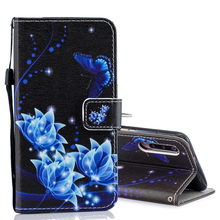 

Blue Folwer Pattern Horizontal Flip Leather Case for Xiaomi Mi 9, with Holder & Card Slots & Wallet