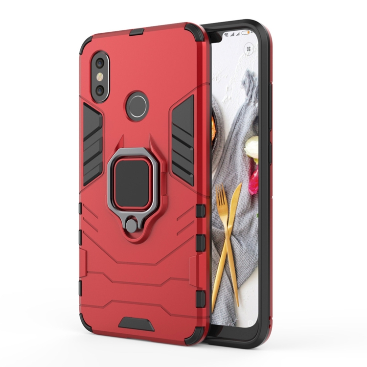 

PC + TPU Shockproof Protective Case for Xiaomi Redmi Note 5, with Magnetic Ring Holder (Red)