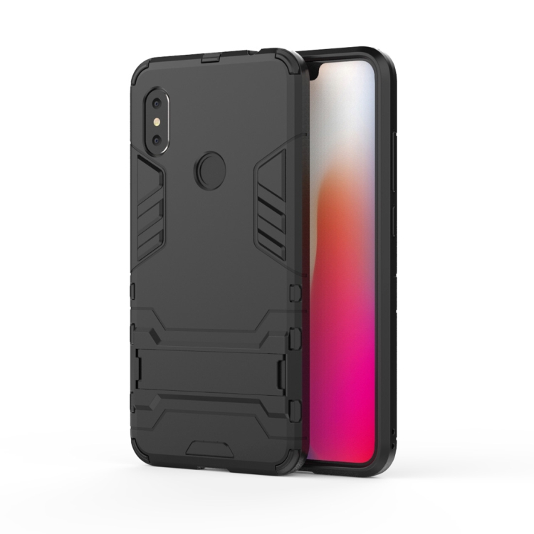 

Shockproof PC + TPU Case for Xiaomi Redmi Note 6, with Holder(Black)