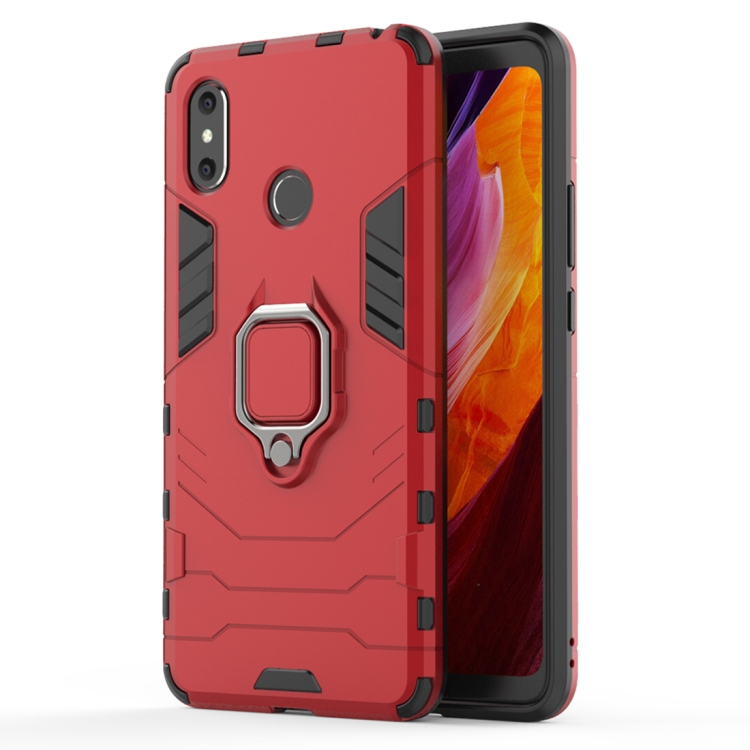 

PC + TPU Shockproof Protective Case with Magnetic Ring Holder for Xiaomi Mi Max 3(Red)