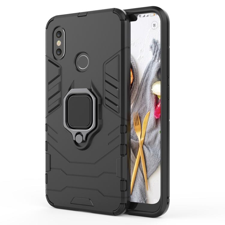 

PC + TPU Shockproof Protective Case with Magnetic Ring Holder for Xiaomi Mi 8(Black)