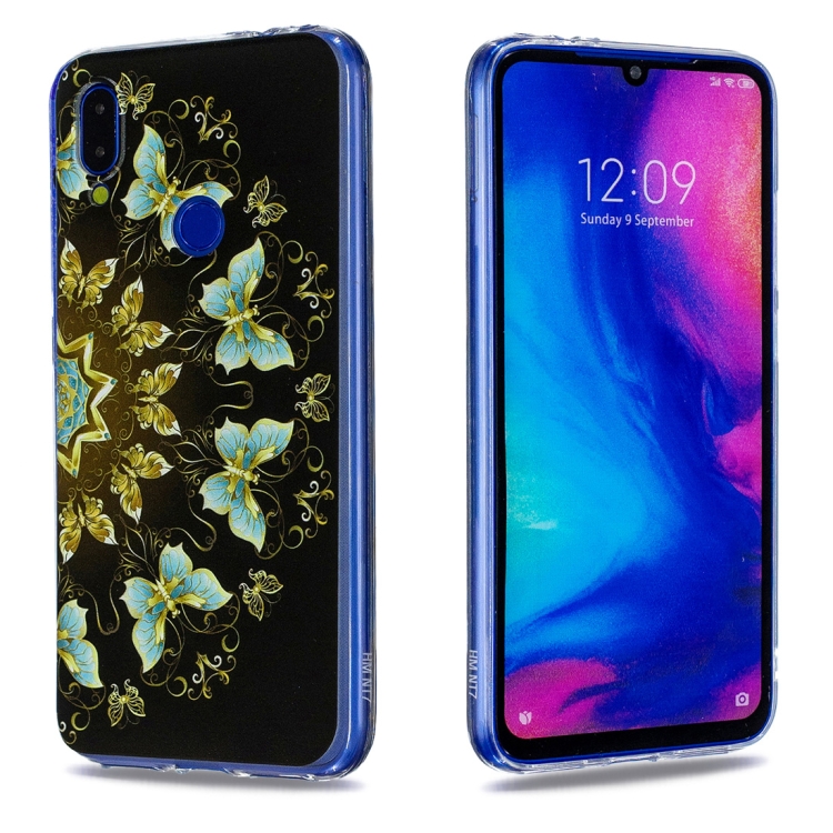 

High Transparent Painted Semicircular Butterfly Pattern TPU Case for Xiaomi Redmi Note 7 / Redmi Note 7 Pro