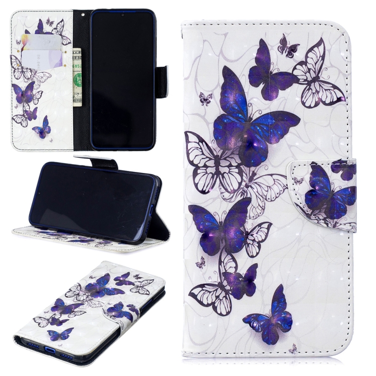

3D Colored Drawing Butterflies Pattern Horizontal Flip Leather Case for Xiaomi Redmi Note 7 / Redmi Note 7 Pro, with Holder & Card Slots & Wallet