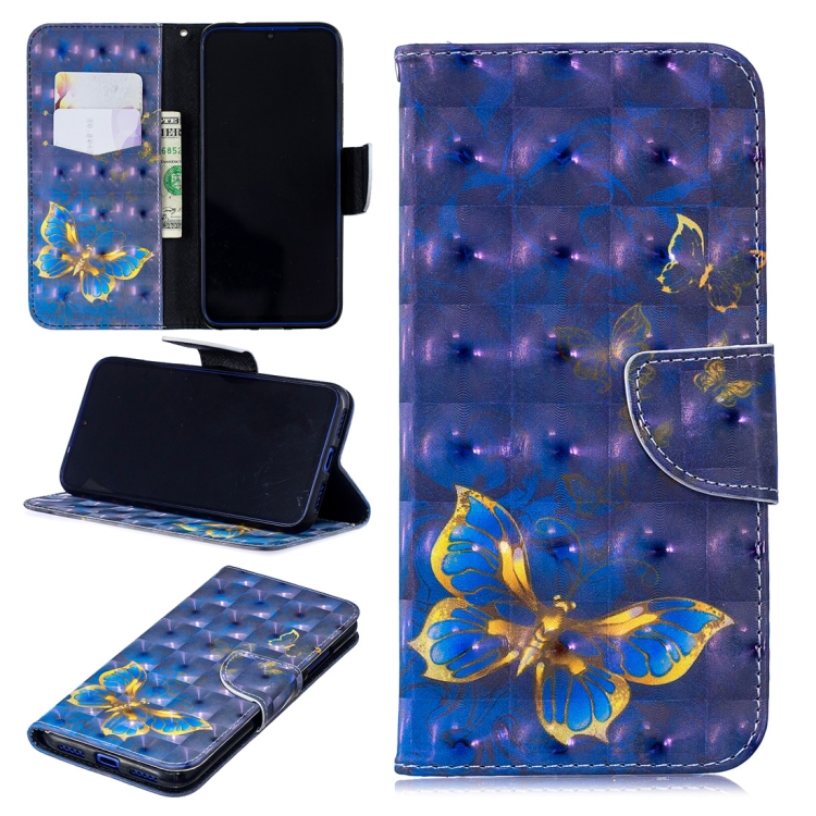 

3D Colored Drawing Butterfly Pattern Horizontal Flip Leather Case for Xiaomi Redmi Note 7 / Redmi Note 7 Pro, with Holder & Card Slots & Wallet