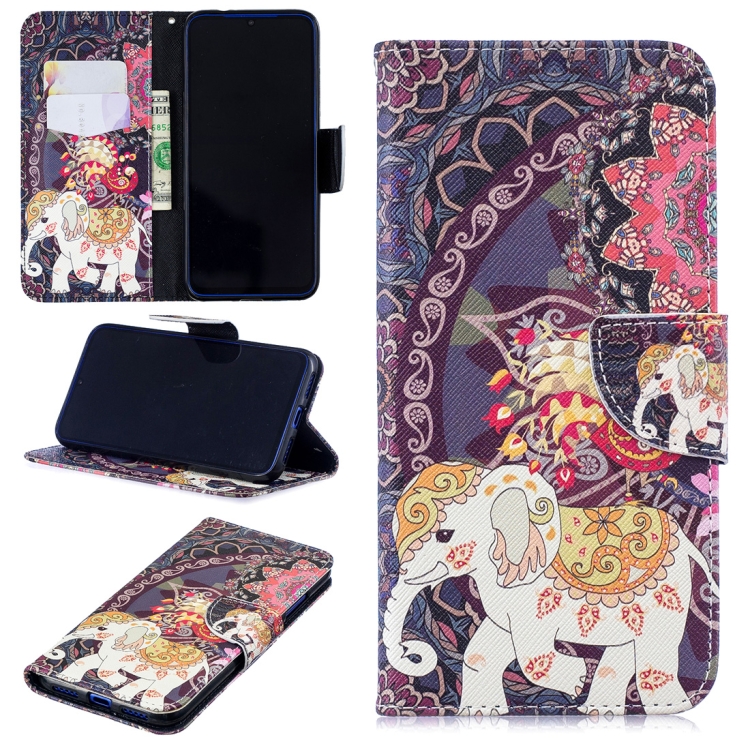 

Colored Drawing Flower Elephant Pattern Horizontal Flip Leather Case for Xiaomi Redmi Note 7 / Redmi Note 7 Pro, with Holder & Card Slots & Wallet