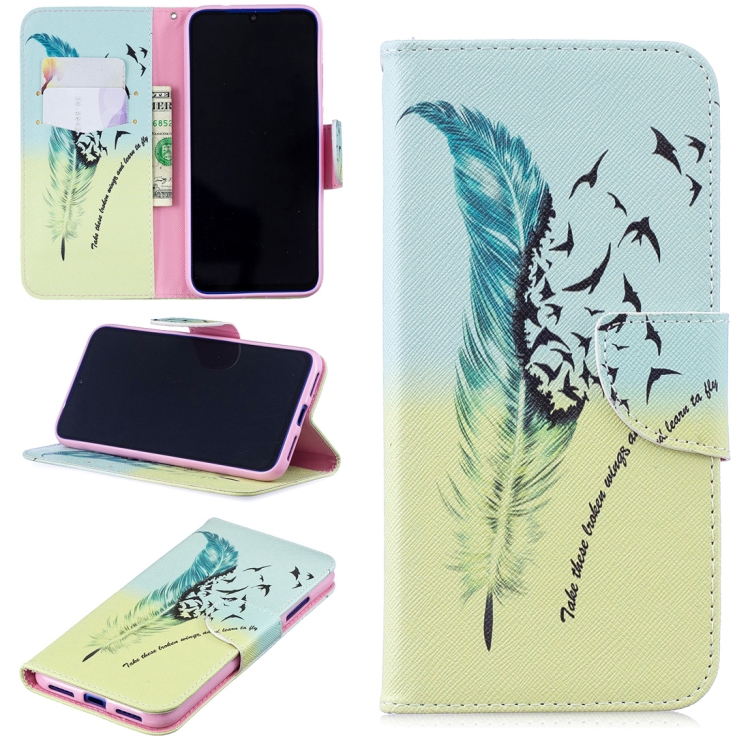 

Colored Drawing Feather Bird Pattern Horizontal Flip Leather Case for Xiaomi Redmi Note 7 / Redmi Note 7 Pro, with Holder & Card Slots & Wallet