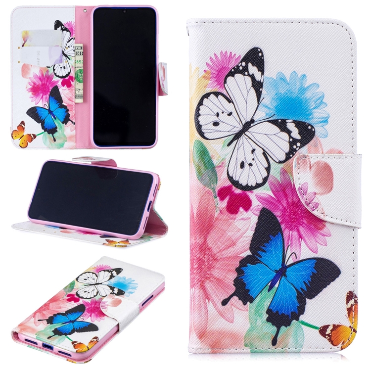 

Colored Drawing Two Butterflies Pattern Horizontal Flip Leather Case for Xiaomi Redmi Note 7 / Redmi Note 7 Pro, with Holder & Card Slots & Wallet