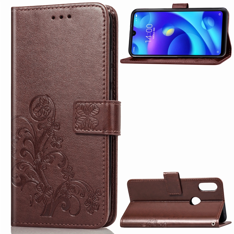 

Lucky Clover Pressed Flowers Pattern Leather Case for Xiaomi Play, with Holder & Card Slots & Wallet & Hand Strap (Brown)