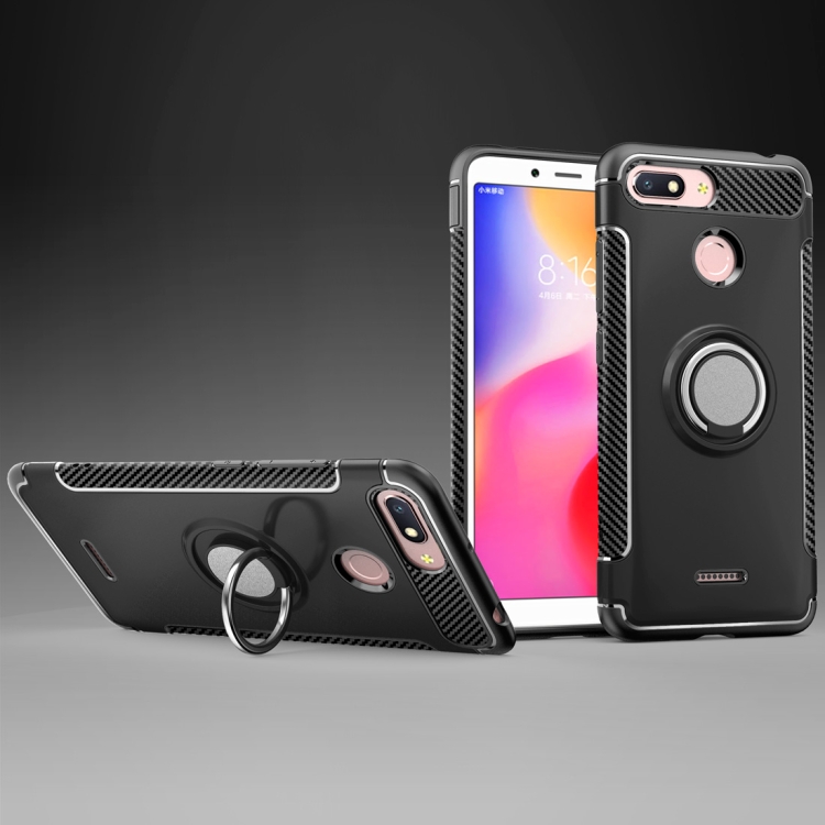 

Magnetic 360 Degree Rotation Ring Holder Armor Protective Case for Xiaomi Redmi 6A (Black)
