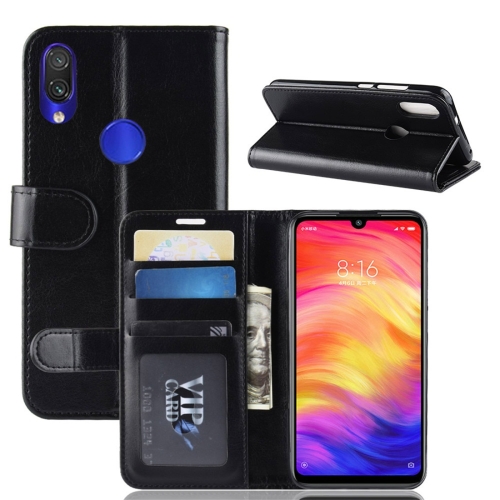 

R64 Texture Single Fold Horizontal Flip Leather Case for Xiaomi Redmi Note 7, with Holder & Wallet & Card Slots & Photo Frame (Black)
