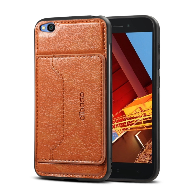 

Dibase TPU + PC + PU Crazy Horse Texture Protective Case for Xiaomi Redmi Go, with Holder & Card Slots (Brown)
