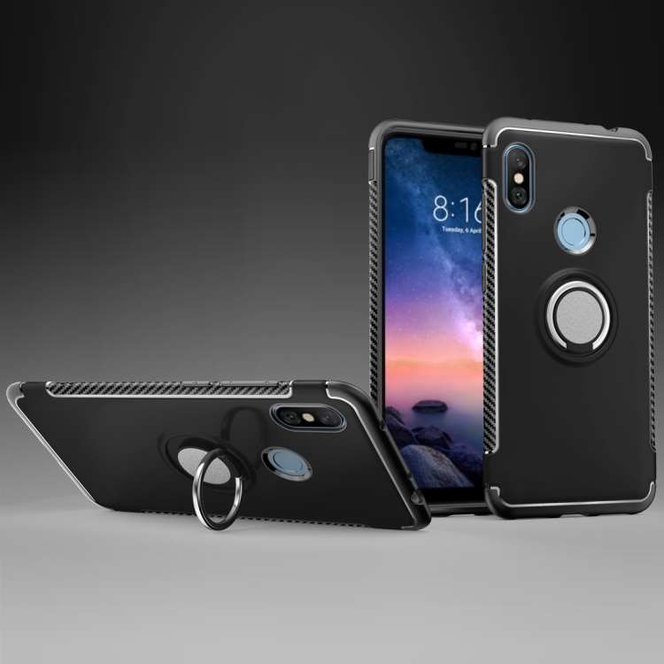 

Magnetic Armor Protective Case for Xiaomi Redmi Note 6, with 360 Degree Rotation Ring Holder (Black)