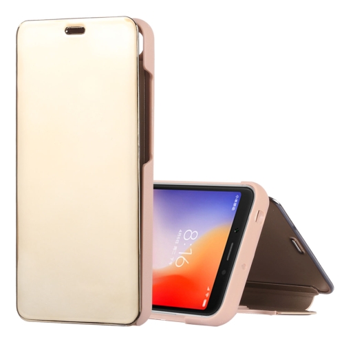 

Mirror Clear View Horizontal Flip PU Leather Case for Xiaomi Redmi 6, with Holder (Gold)